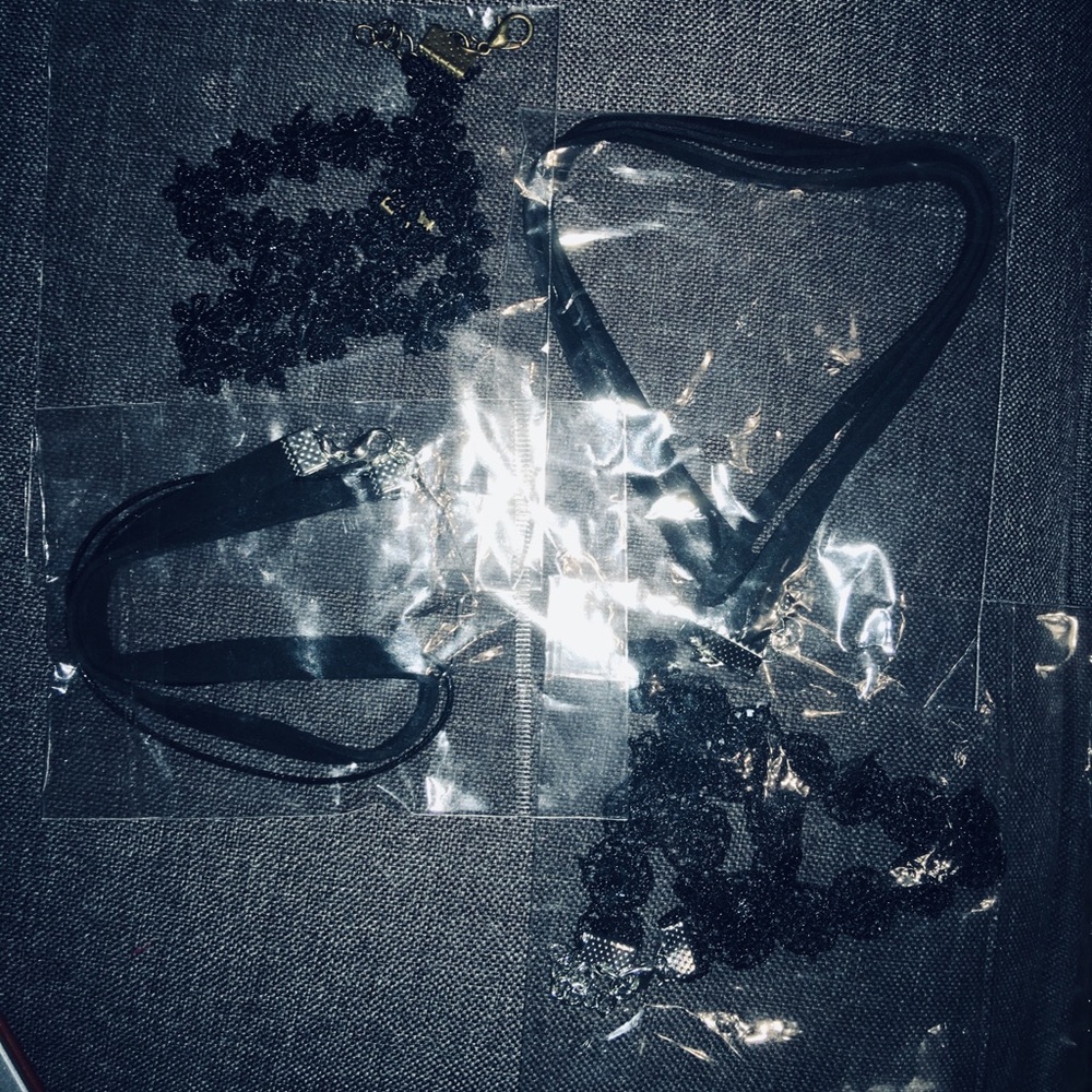 4 Black Choker Necklaces